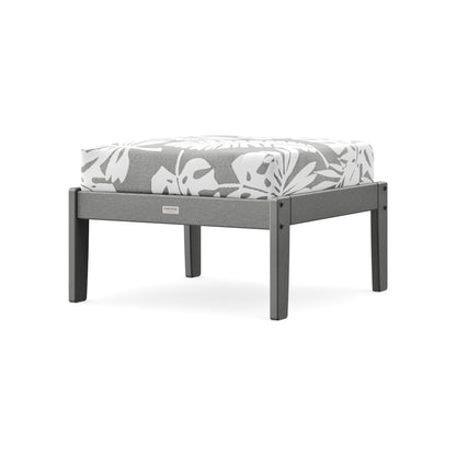 POLYWOOD Cottage Deep Seating Ottoman in Slate Grey / Leaf Grey Mist