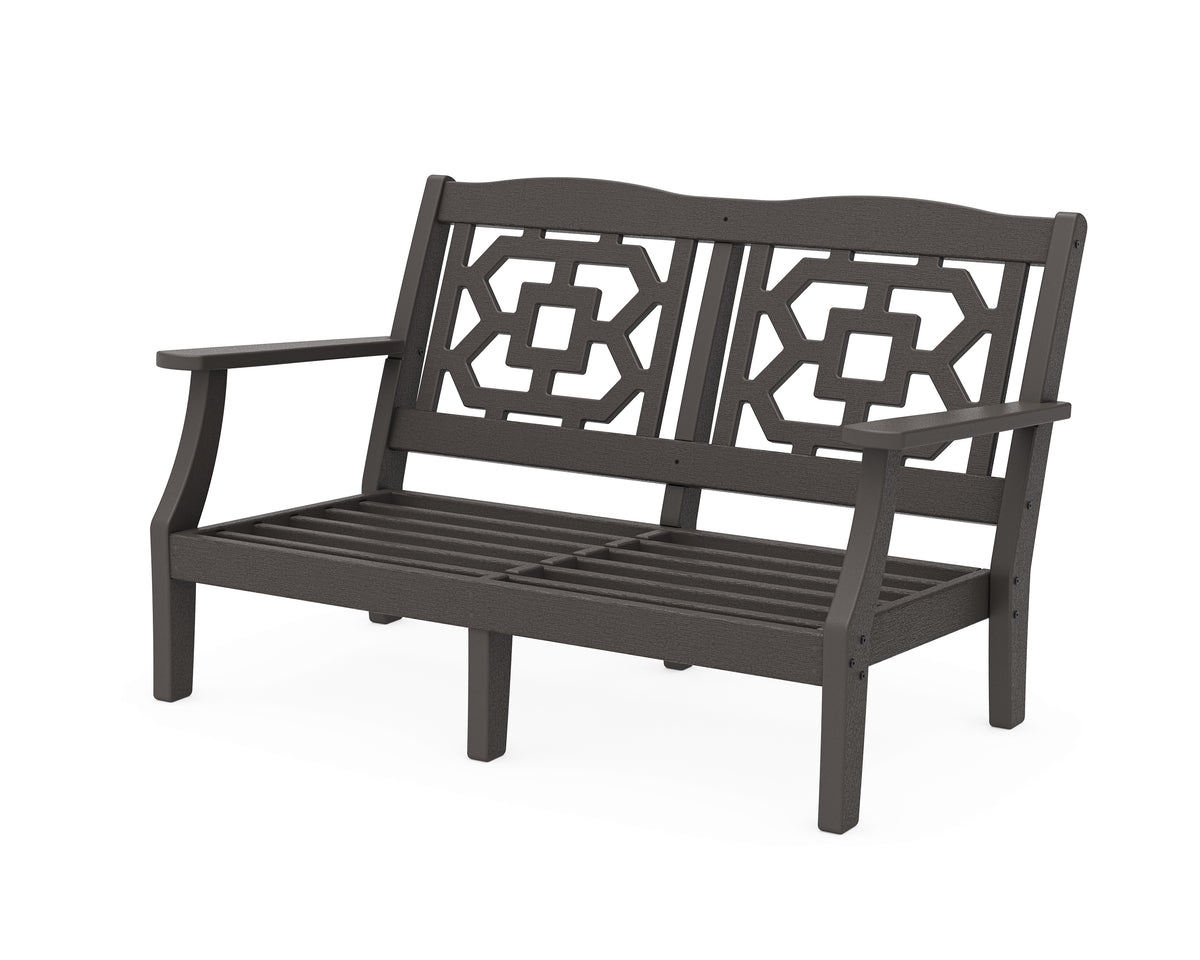 POLYWOOD Chinoiserie Deep Seating Loveseat Frame in Vintage Coffee