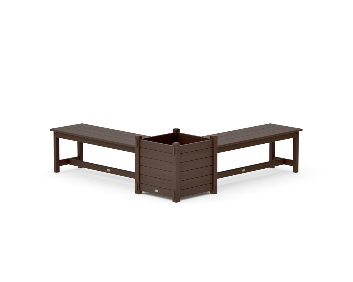 POLYWOOD 48" Nautical L-Shaped Planter Bench Set - Large in Kona