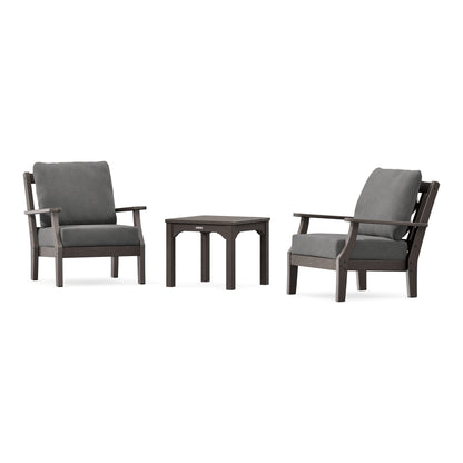 POLYWOOD Chinoiserie 3-Piece Deep Seating Set in Vintage Coffee