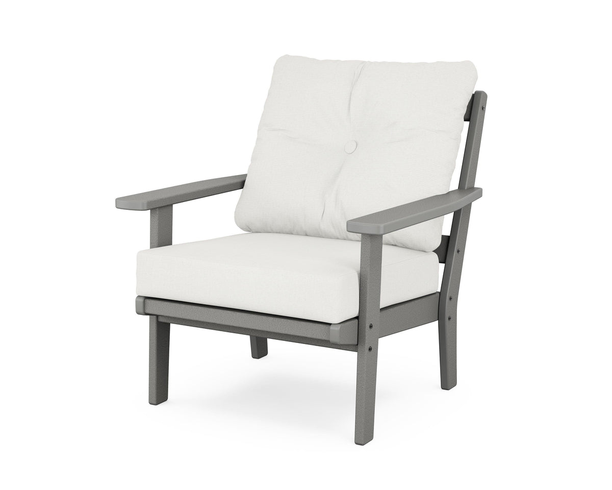 POLYWOOD Prairie Deep Seating Chair in Slate Grey / Natural Linen