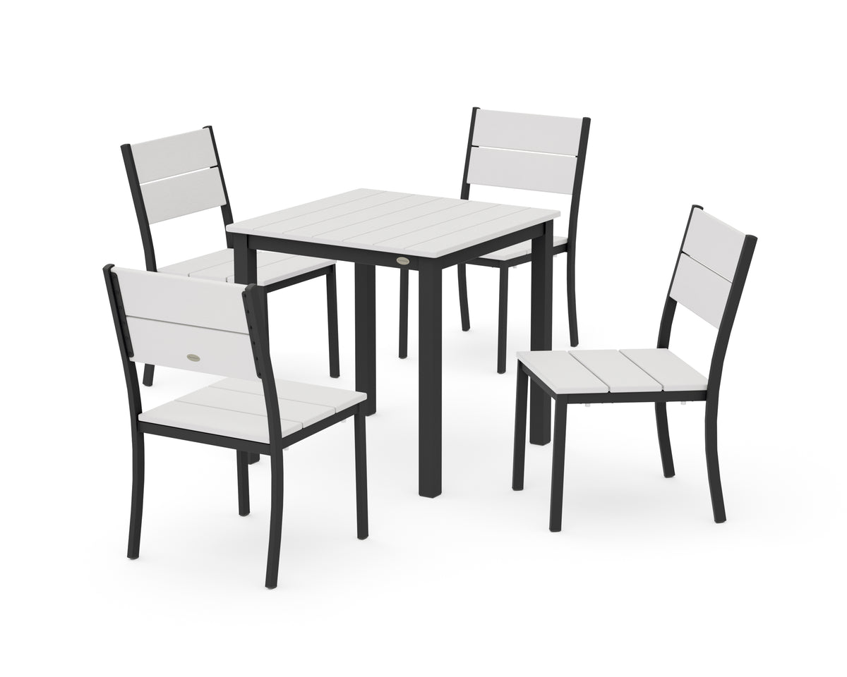 POLYWOOD Main Street 5-Piece Square Dining Set- Small in Black / Vintage White