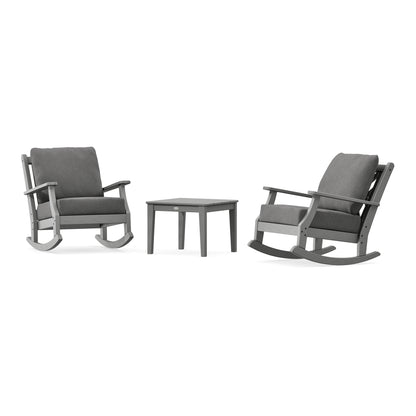POLYWOOD Country Living Wovendale 3-Piece Deep Seating Rocker Set in Slate Grey