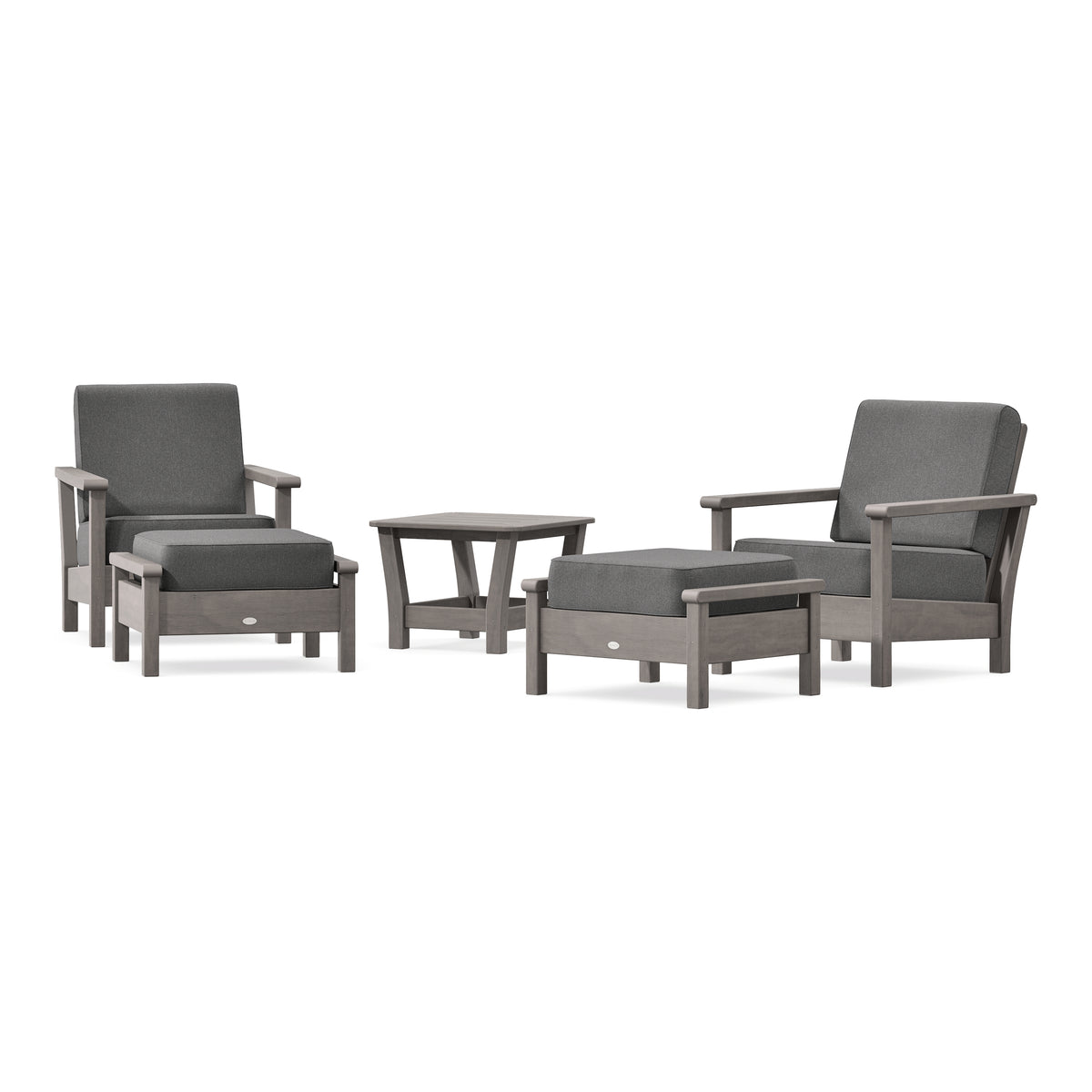 POLYWOOD Harbour 5-Piece Deep Seating Chair Set in Driftwood