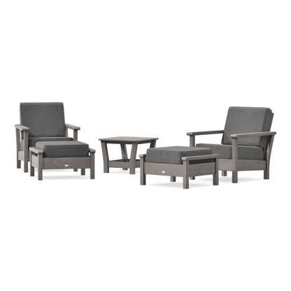 POLYWOOD Harbour 5-Piece Deep Seating Chair Set in Driftwood