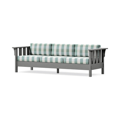POLYWOOD Acadia Deep Seating Sofa in Slate Grey / Buffalo Plaid Glacier Spa