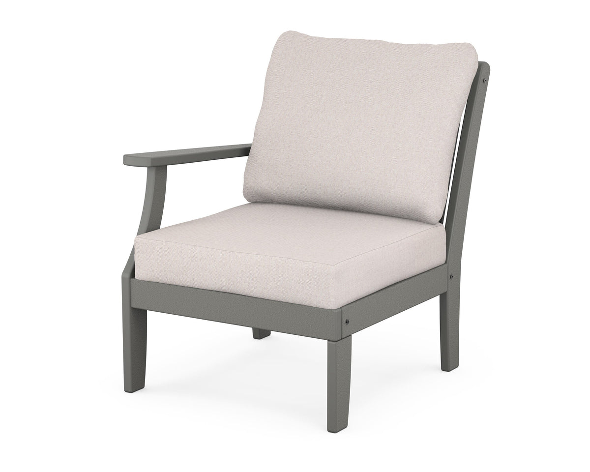 POLYWOOD Braxton Modular Left Arm Chair in Slate Grey