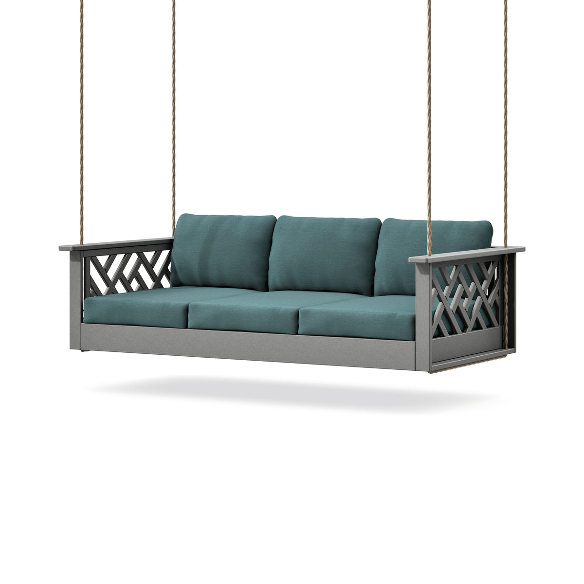 POLYWOOD Chippendale Daybed Swing in Slate Grey / Ocean Teal