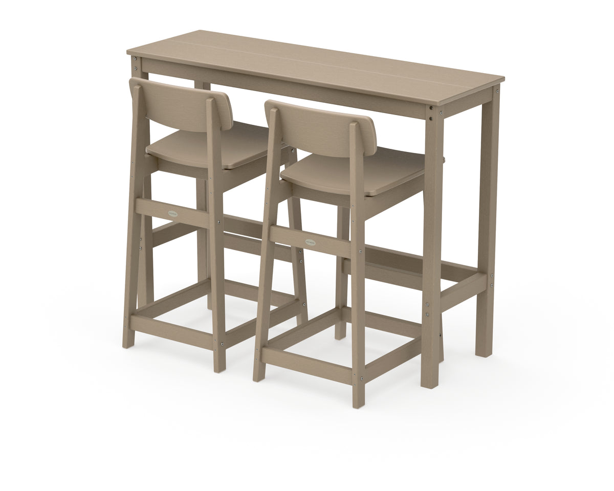 POLYWOOD Modern Studio Urban Lowback Bar Chair 3-Piece Balcony Set in Vintage Sahara