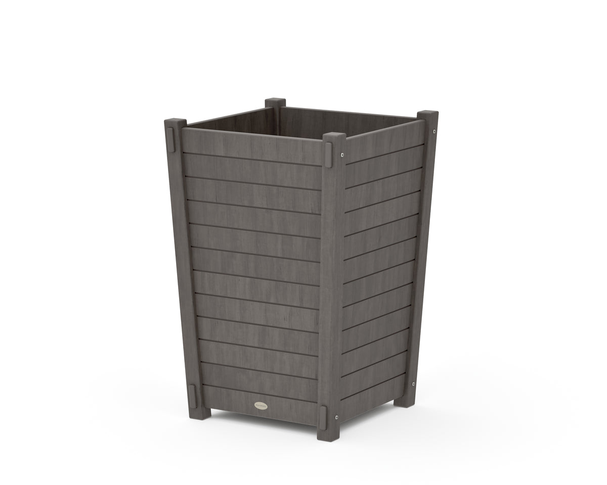 POLYWOOD Nautical Large Tapered Square Planter Box in Driftwood