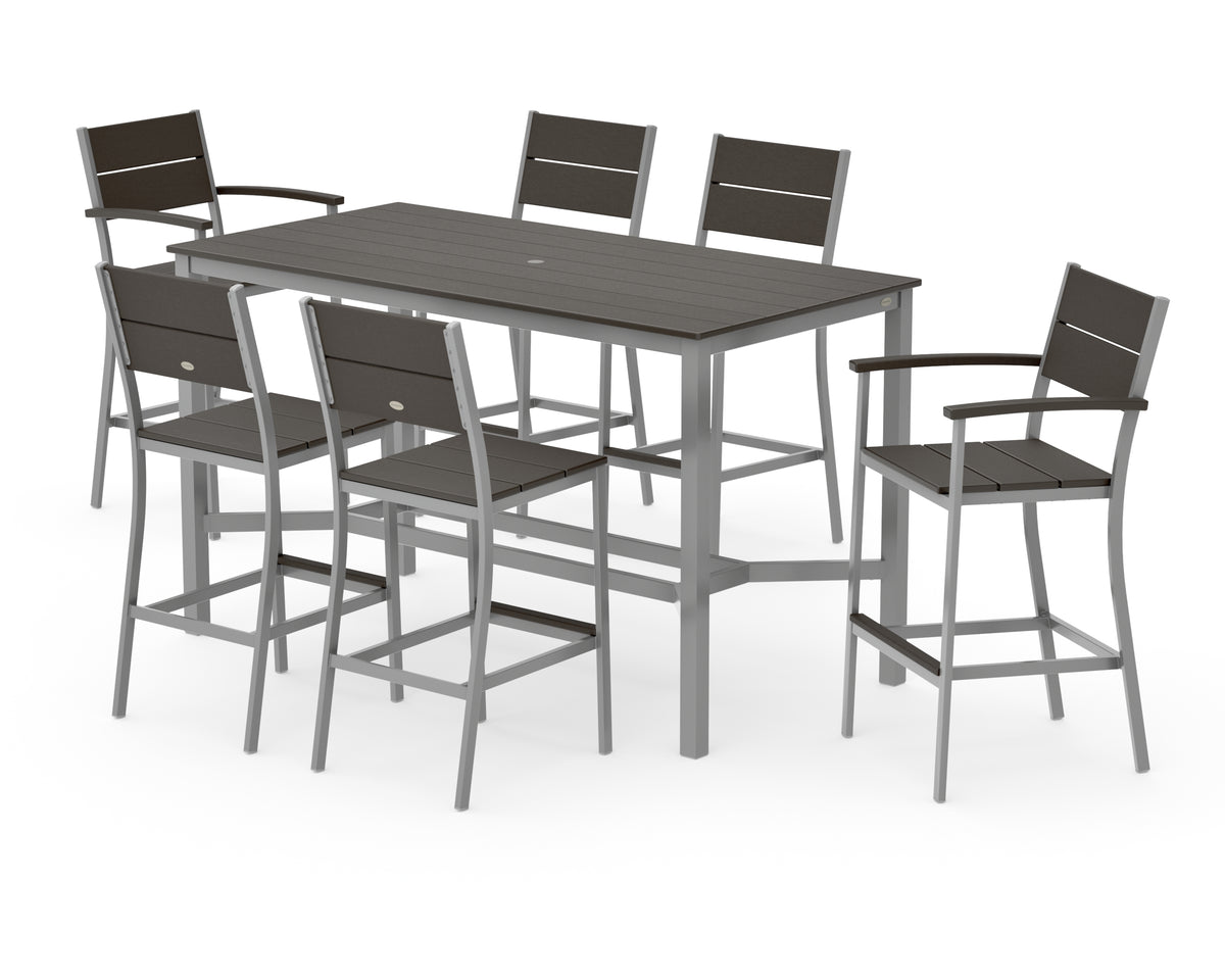 POLYWOOD Main Street 7-Piece Bar Set in Silver / Vintage Coffee