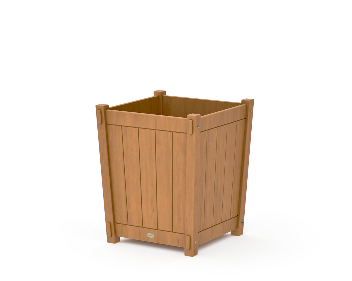 POLYWOOD Vineyard Large Tapered Square Short Planter Box in Natural