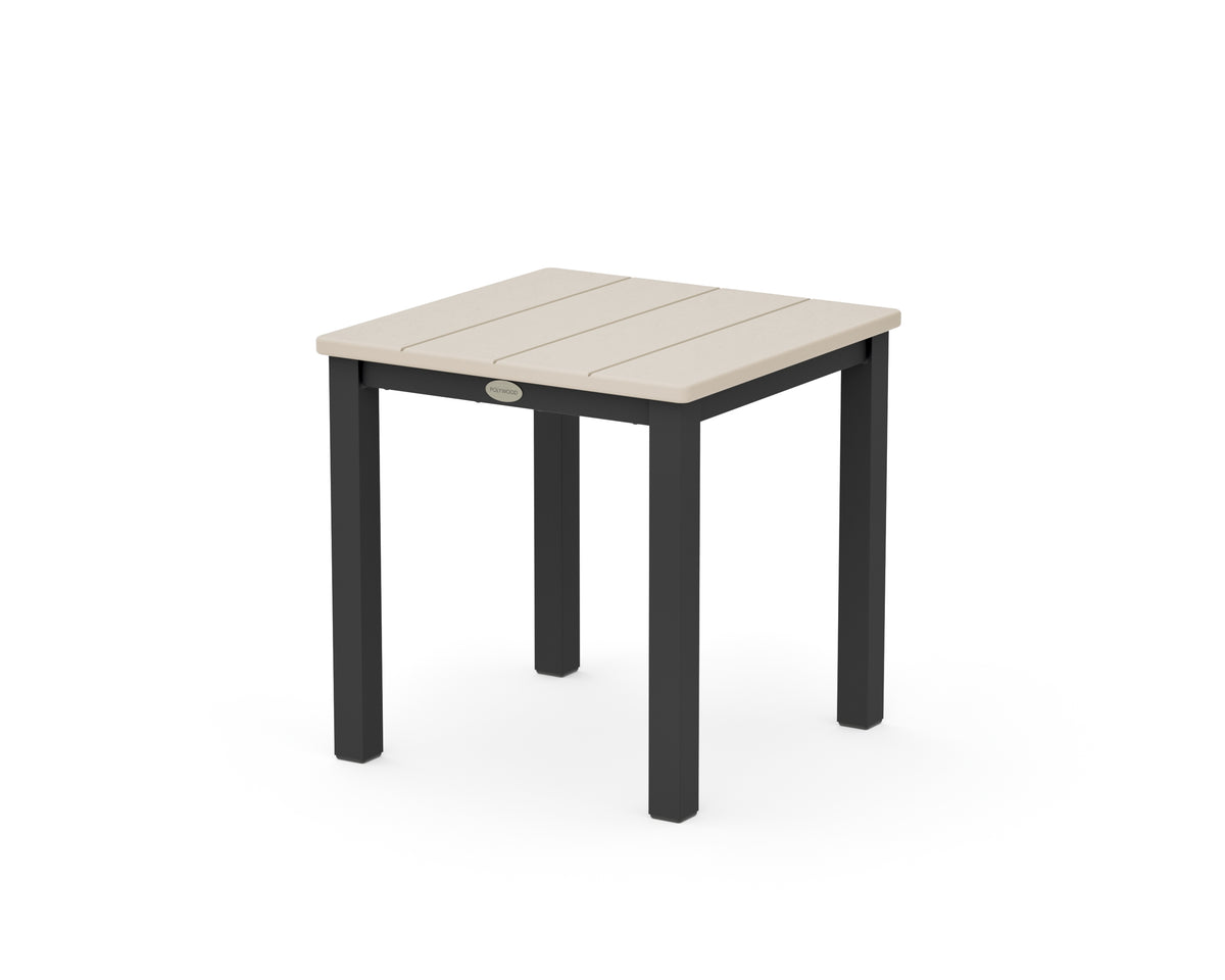 POLYWOOD Main Street 18" Side Table in Black / Sand