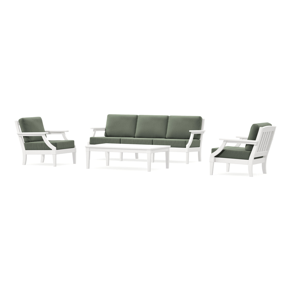 POLYWOOD PW Designer Series Estate 4-Piece Lounge Sofa Set in Vintage White / Cast Sage