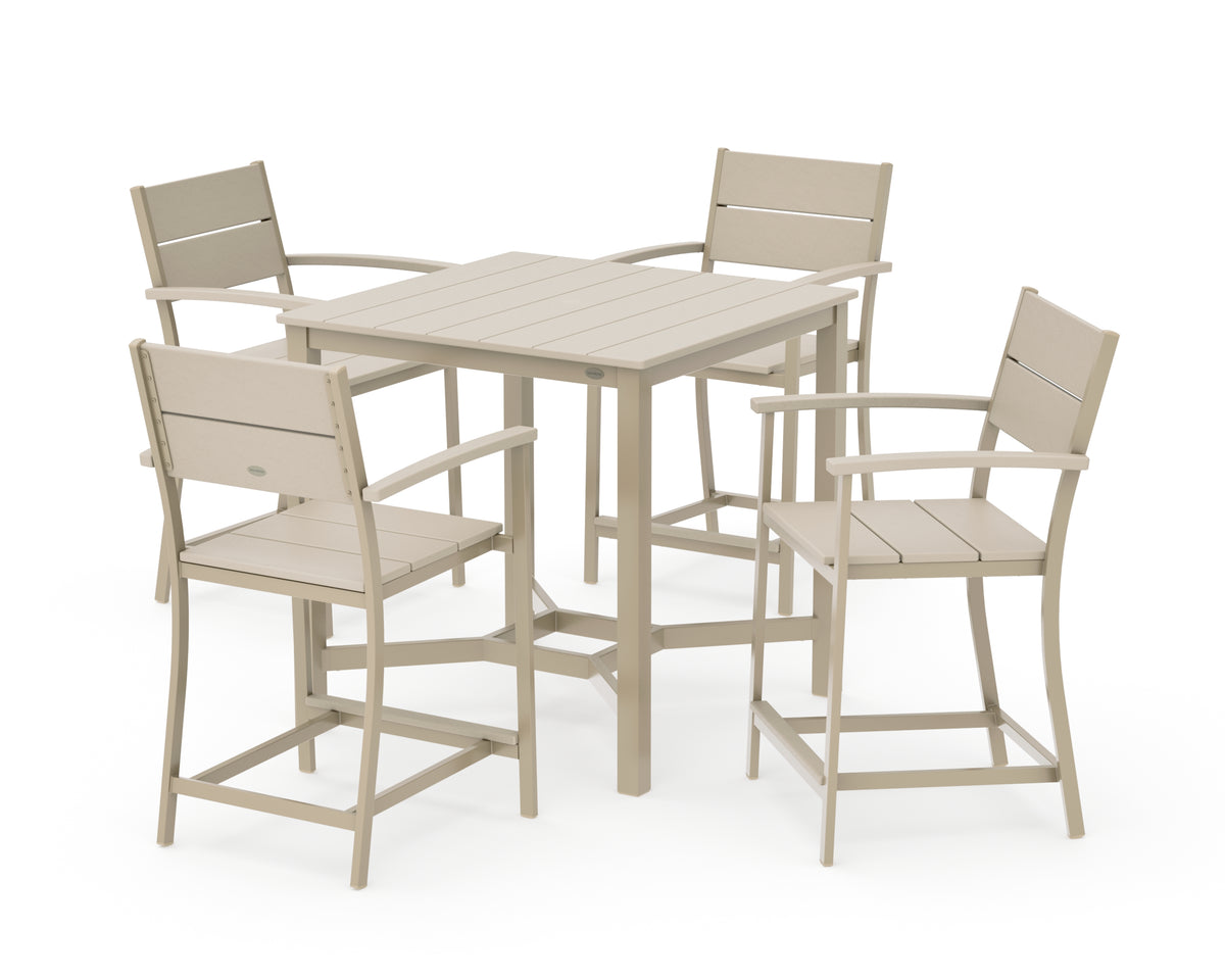 POLYWOOD Main Street 5-Piece Counter Set in Sand / Sand