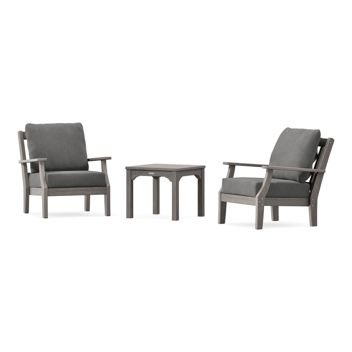 POLYWOOD Chinoiserie 3-Piece Deep Seating Set in Driftwood