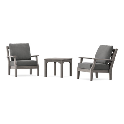 POLYWOOD Chinoiserie 3-Piece Deep Seating Set in Driftwood