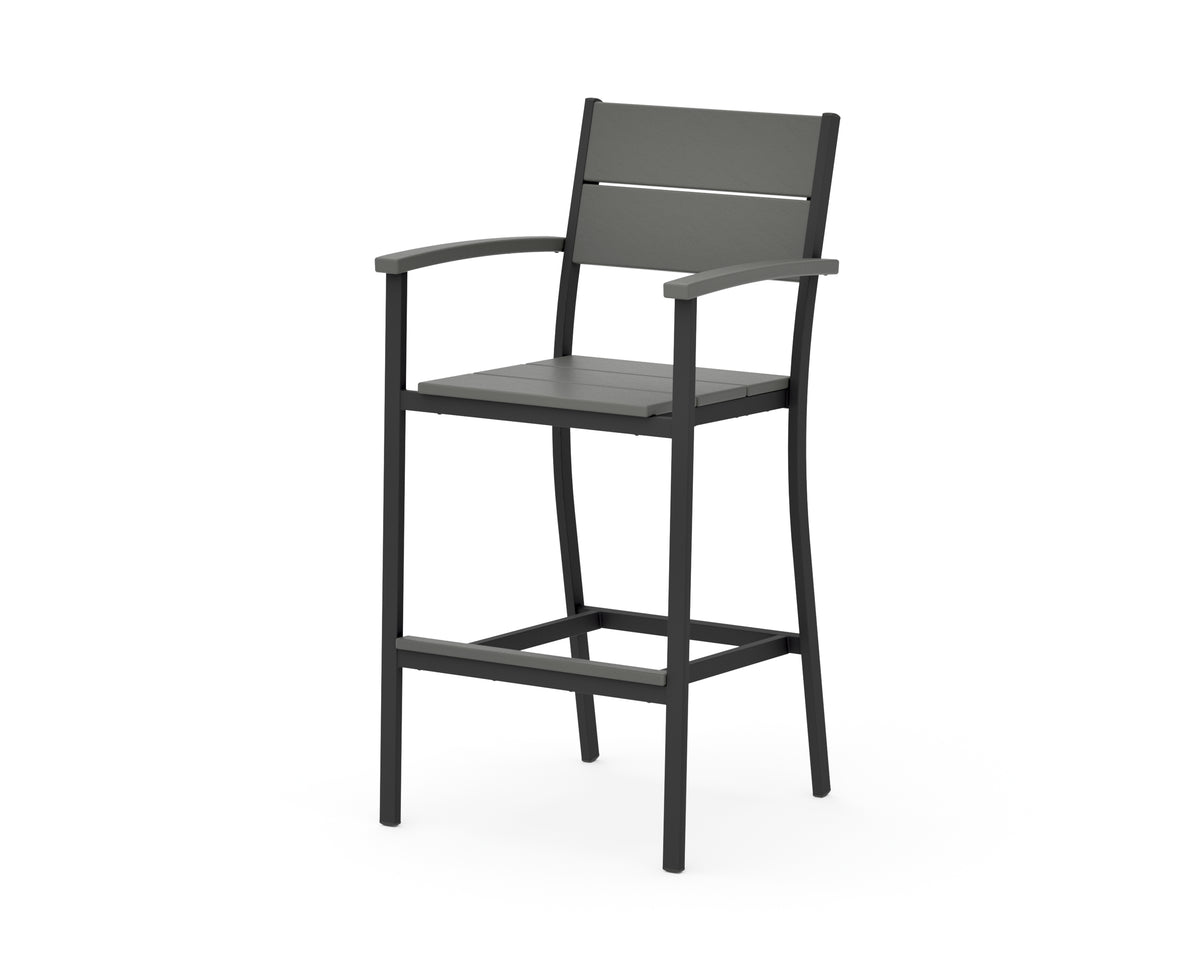 POLYWOOD Main Street Bar Arm Chair in Black / Slate Grey