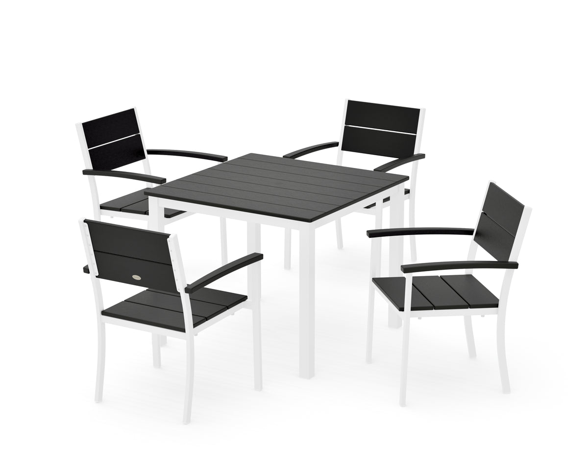 POLYWOOD Main Street 5-Piece Dining Set with Main Street 36" x 36" Dining Table in White / Black