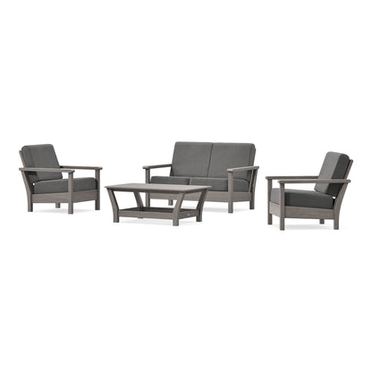 POLYWOOD Harbour 4-Piece Deep Seating Set in Driftwood