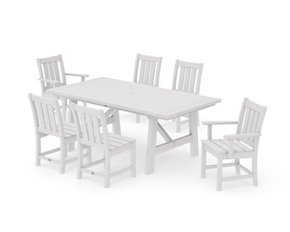 POLYWOOD Oxford 7-Piece Rustic Farmhouse Dining Set in Vintage White