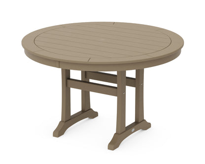 POLYWOOD Nautical Trestle 48" Round Dining Table in Vintage Sahara