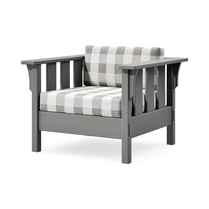 POLYWOOD Acadia Deep Seating Chair in Slate Grey / Buffalo Plaid Grey Mist