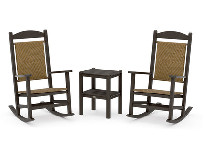 POLYWOOD Presidential Woven Rocker 3-Piece Set in Vintage Coffee / Tigerwood