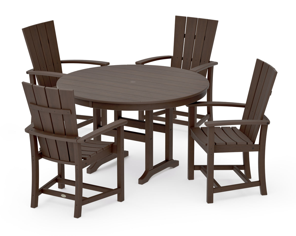 POLYWOOD Quattro 5-Piece Round Farmhouse Dining Set in Kona
