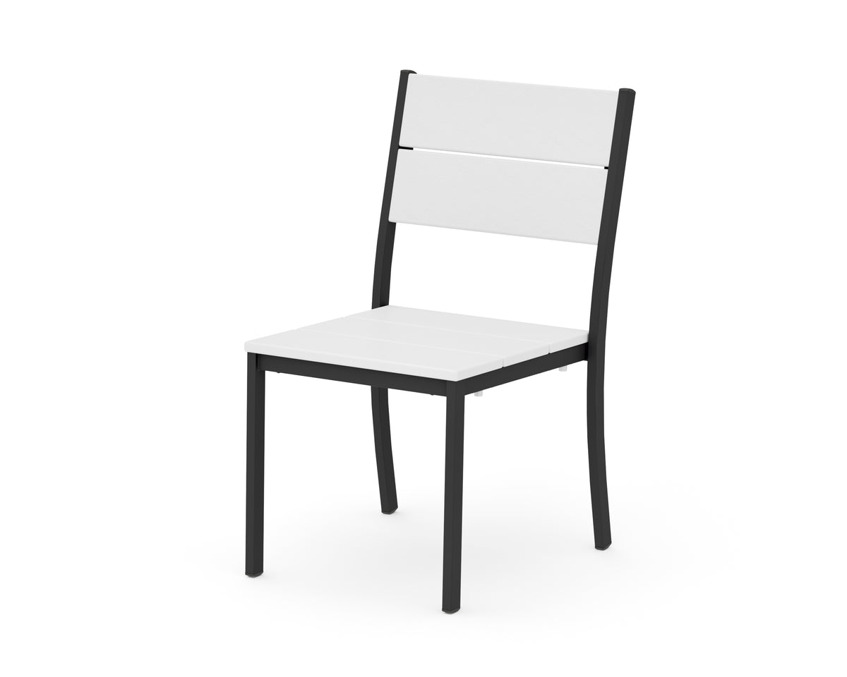 POLYWOOD Main Street Stacking Dining Side Chair in Black / White