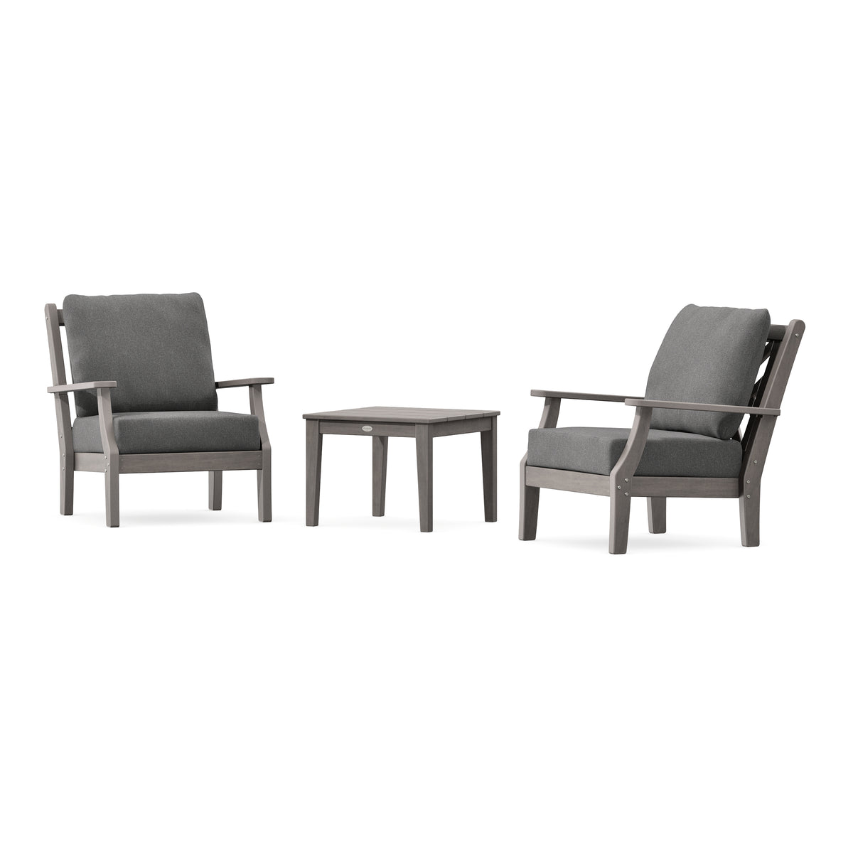 POLYWOOD Country Living Wovendale 3-Piece Deep Seating Set in Driftwood
