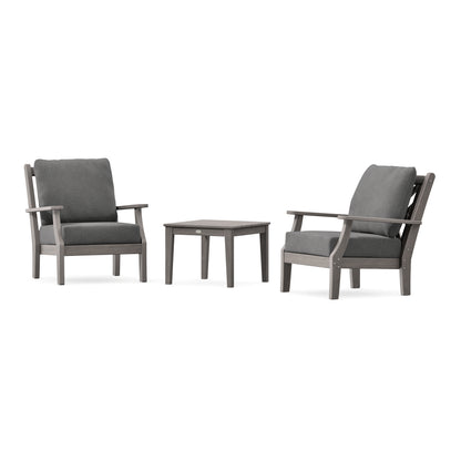 POLYWOOD Country Living Wovendale 3-Piece Deep Seating Set in Driftwood