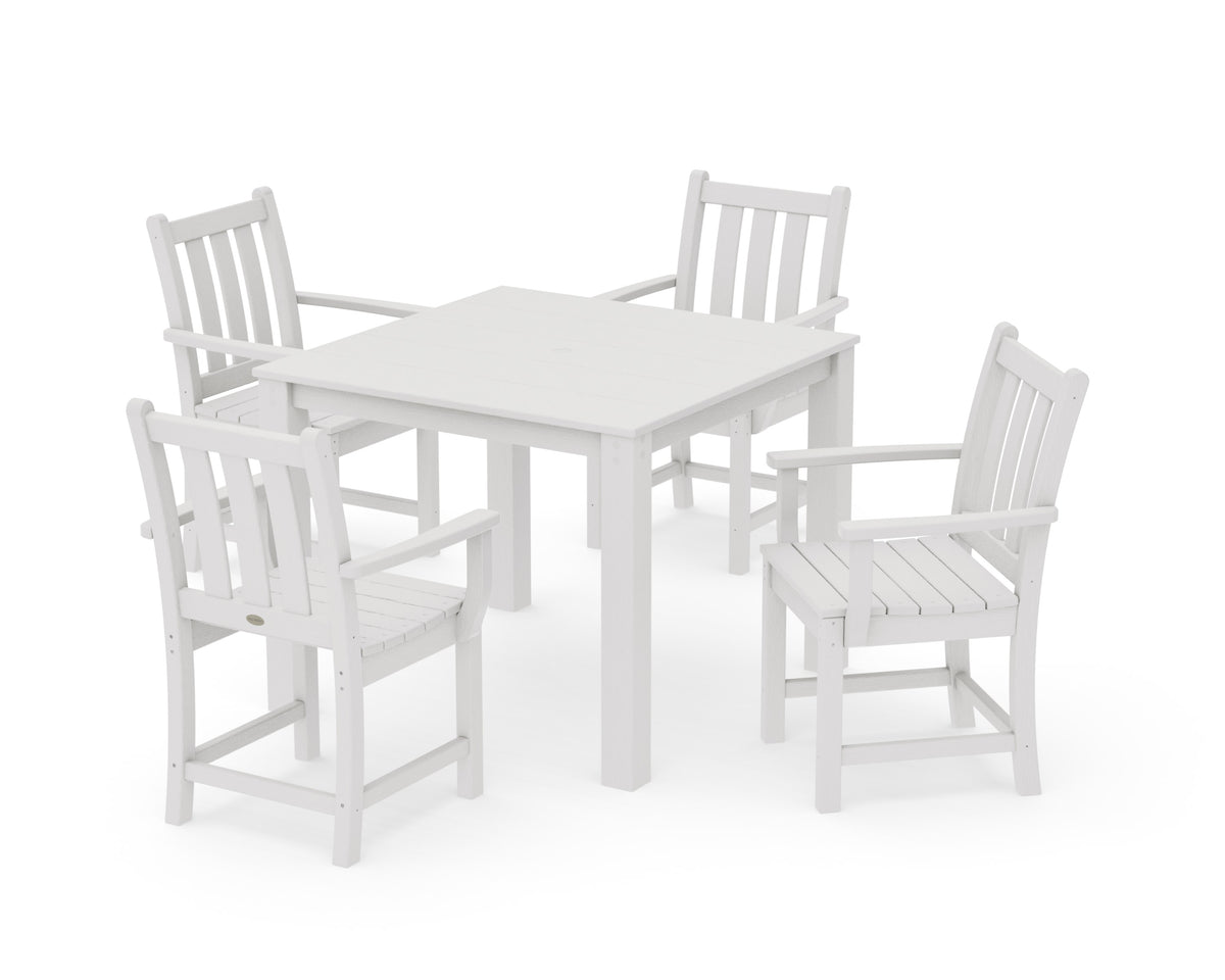 POLYWOOD Traditional Garden 5-Piece Parsons Dining Set in Vintage White