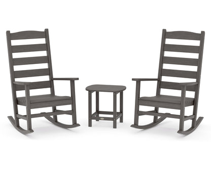 POLYWOOD Shaker 3-Piece Porch Rocking Chair Set in Driftwood