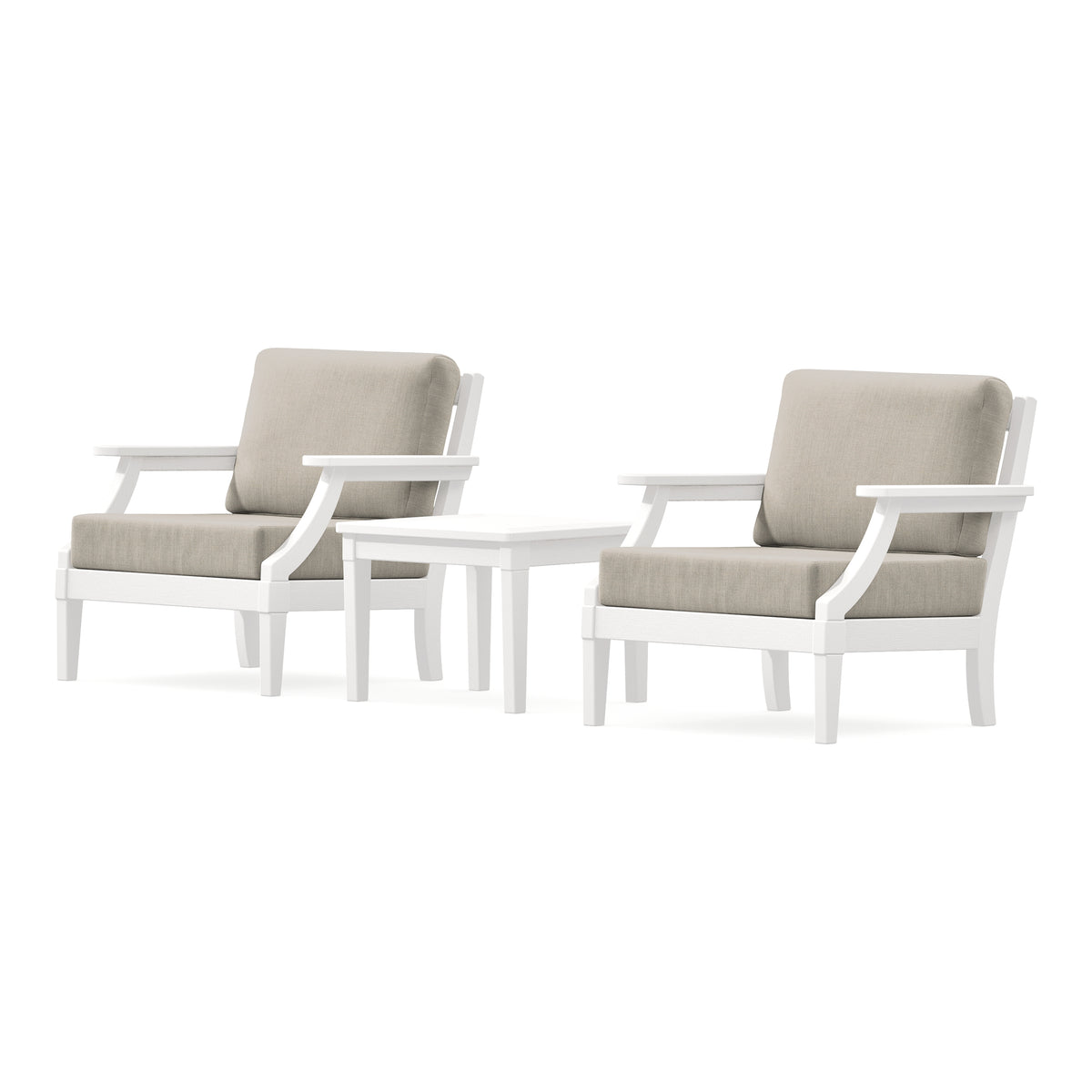 POLYWOOD PW Designer Series Estate 3-Piece Lounge Chair Set in Vintage White / Cast Ash