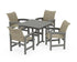 POLYWOOD Coastal Woven 5-Piece Farmhouse Dining Set in Slate Grey / Dune Grass