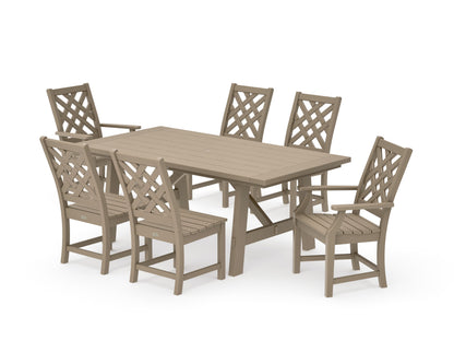 POLYWOOD Wovendale 7-Piece Rustic Farmhouse Dining Set in Vintage Sahara
