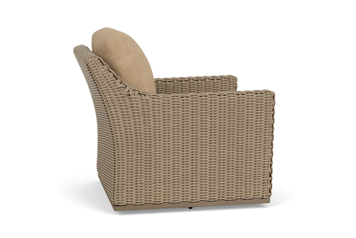Lloyd Flanders Milan Swivel Glider Lounge Chair with Hayden Sand fabric, view 5