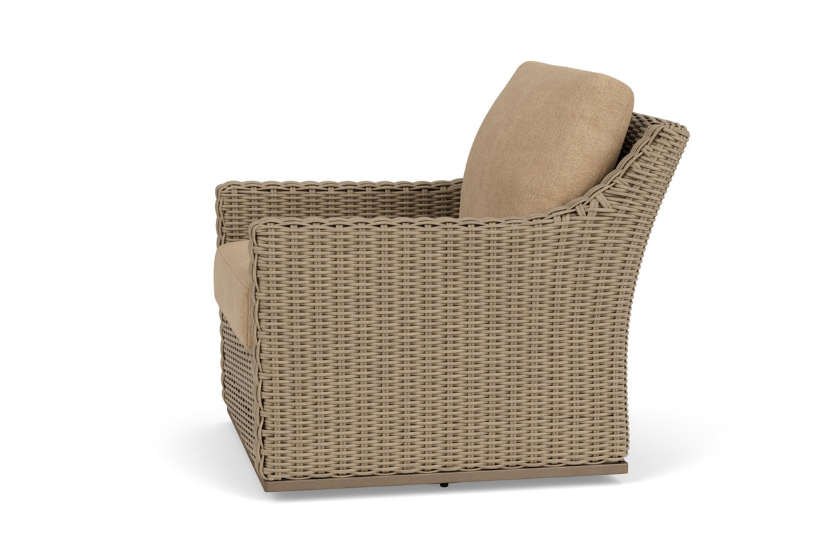 Lloyd Flanders Milan Swivel Glider Lounge Chair with Hayden Sand fabric, view 9