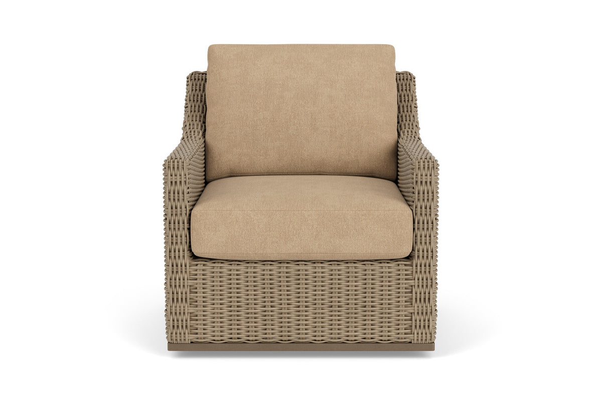Lloyd Flanders Milan Swivel Glider Lounge Chair with Hayden Sand fabric