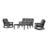 POLYWOOD Vineyard 4-Piece Deep Seating Rocking Chair Set in Black