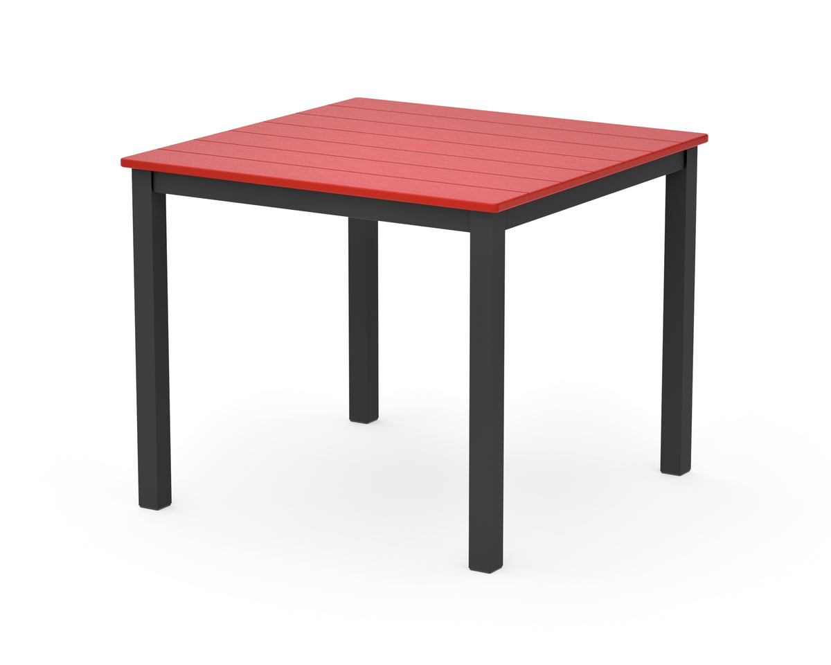 POLYWOOD Main Street 36" x 36" Dining Table in Black / Sunset Red
