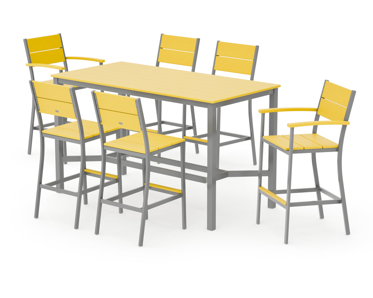 POLYWOOD Main Street 7-Piece Bar Set in Silver / Lemon