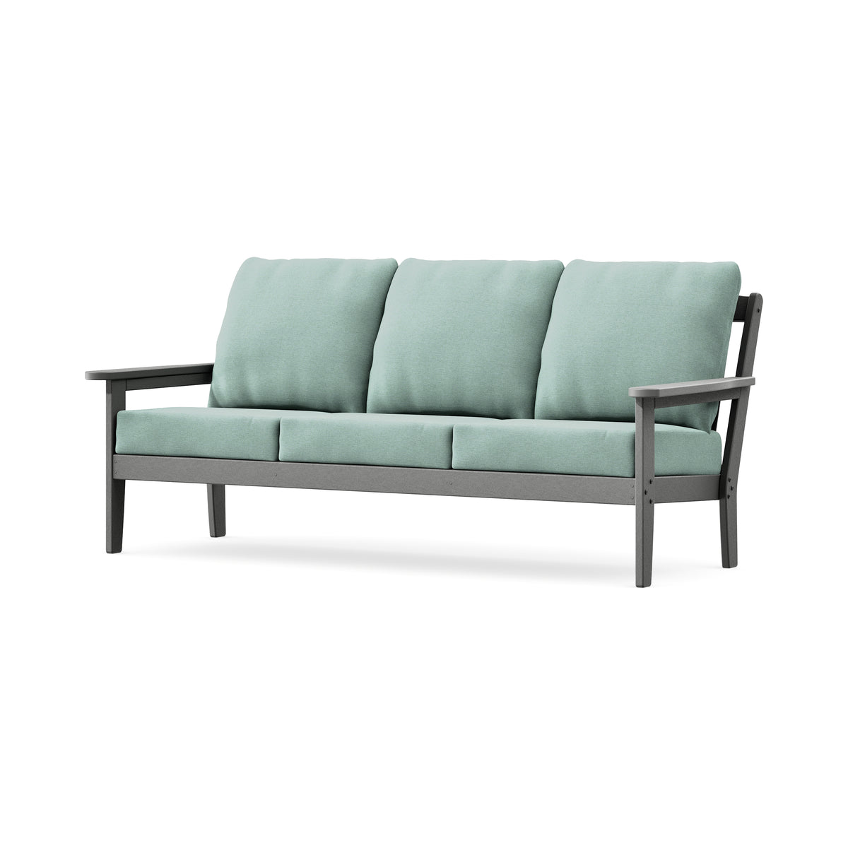 POLYWOOD Cottage Deep Seating Sofa in Slate Grey / Glacier Spa