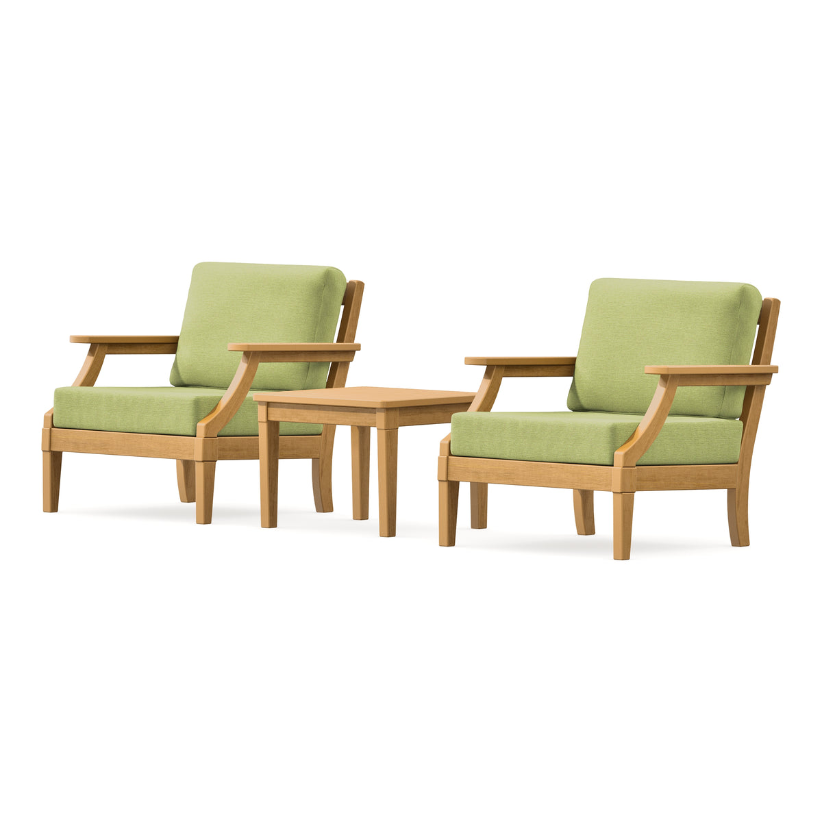 POLYWOOD PW Designer Series Estate 3-Piece Lounge Chair Set in Natural / Chartreuse Boucle