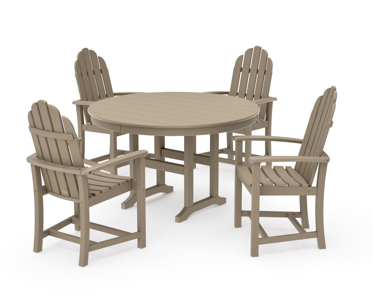POLYWOOD Classic Adirondack 5-Piece Round Farmhouse Dining Set in Vintage Sahara