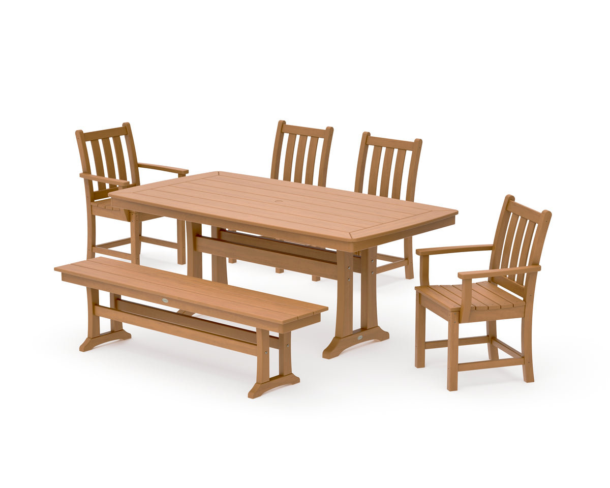 POLYWOOD Traditional Garden 6-Piece Dining Set with Trestle Legs in Natural