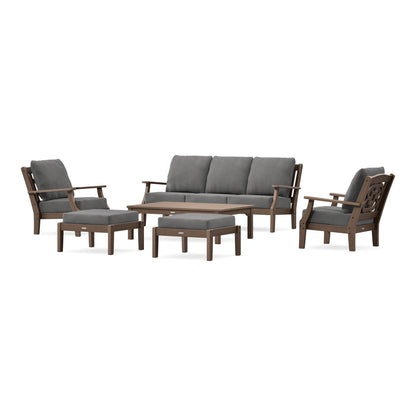POLYWOOD Chinoiserie 6-Piece Lounge Sofa Set in Kona
