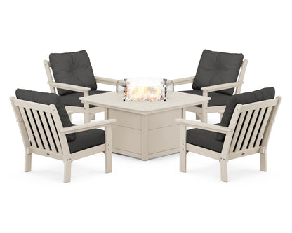 POLYWOOD Vineyard 5-Piece Conversation Set with Fire Pit Table