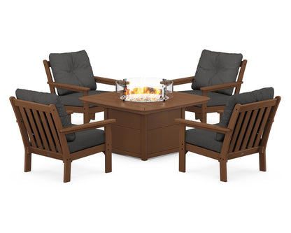 POLYWOOD Vineyard 5-Piece Conversation Set with Fire Pit Table